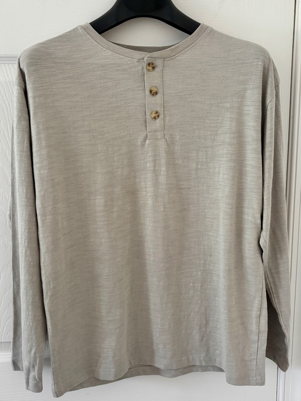 Old Navy Boy’s Gray Long-Sleeve Henley Shirt 100% Cotton - Size 18